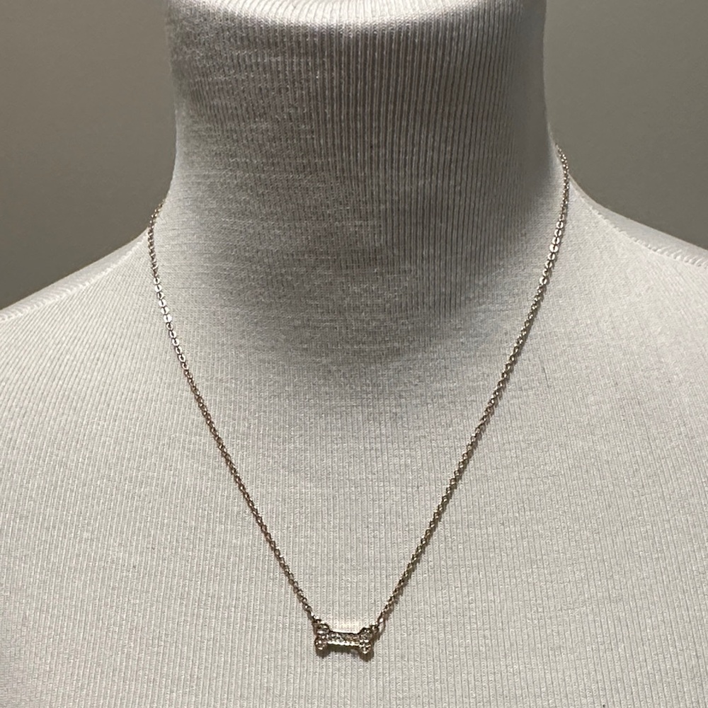 Gold dog bone with sparkles Necklace
